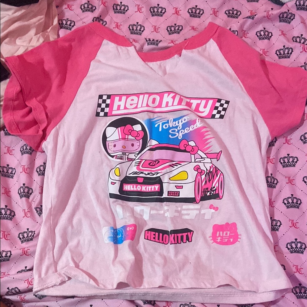 Hello Kitty Pink and White Graphic T-Shirt